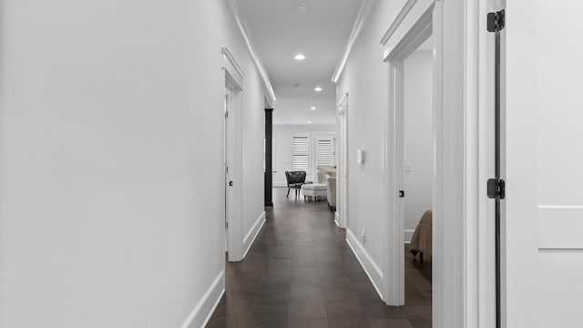 hallway with crown molding