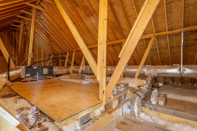 view of unfinished attic