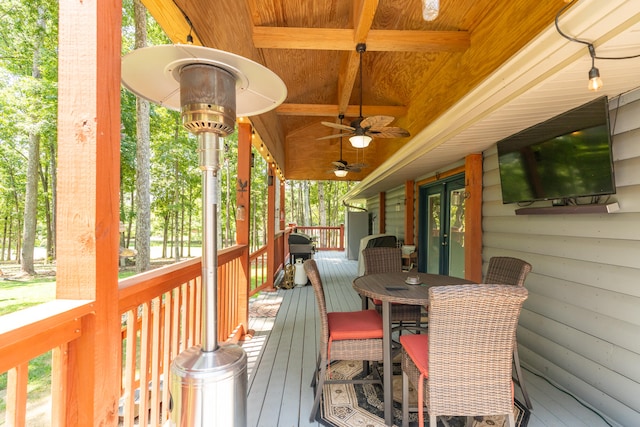 deck featuring ceiling fan