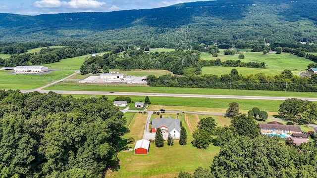 bird's eye view with a mountain view