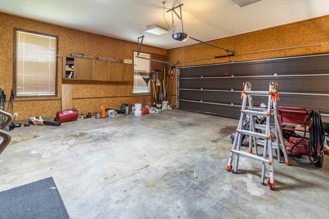 garage with a garage door opener