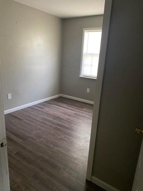 empty room with dark hardwood / wood-style flooring