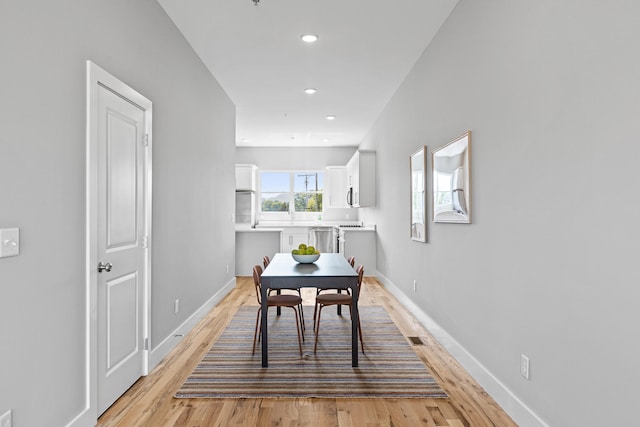 interior space with light hardwood / wood-style flooring