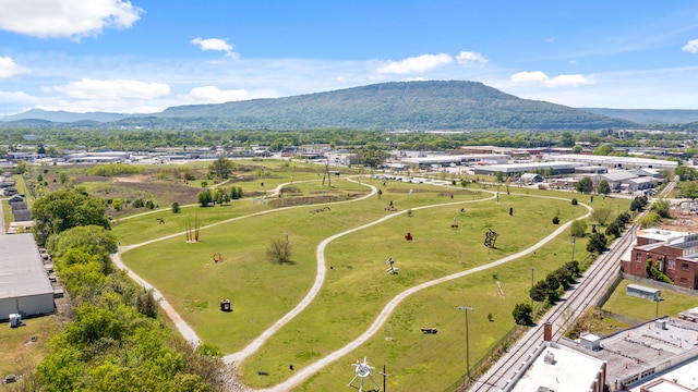 birds eye view of property featuring a mountain view