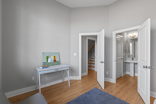 bedroom featuring light wood-type flooring