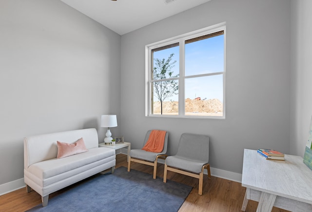 living area featuring hardwood / wood-style floors