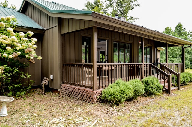 exterior space featuring a wooden deck