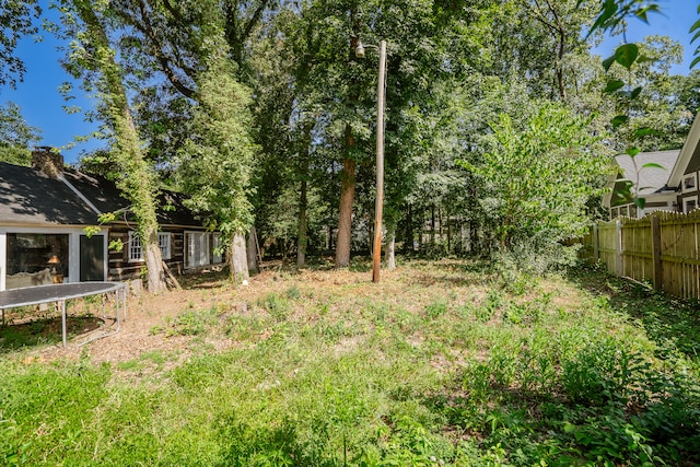 view of yard with a trampoline