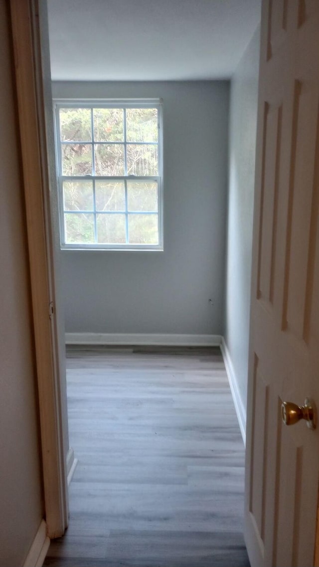 unfurnished room with light hardwood / wood-style flooring