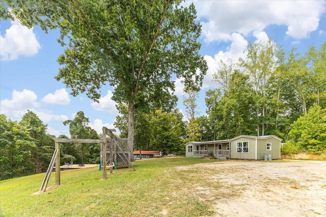 view of yard with a playground