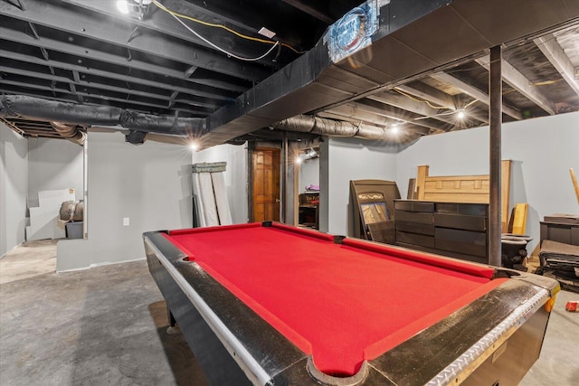 game room featuring billiards and concrete floors