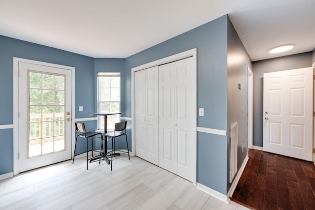 interior space featuring light wood-type flooring