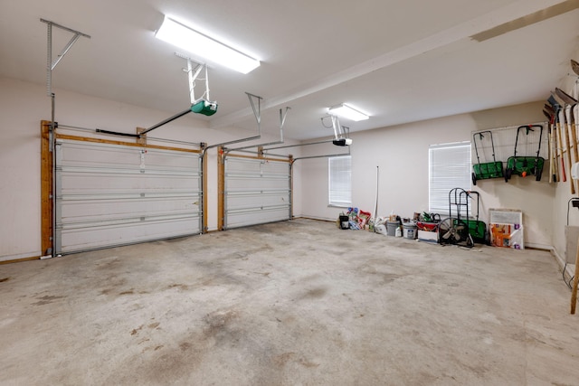 garage with a garage door opener