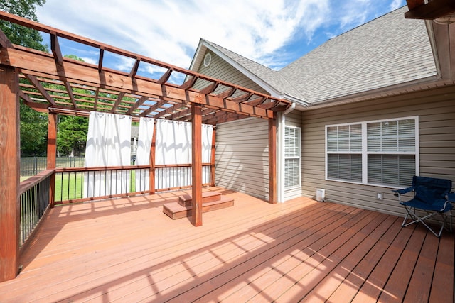 wooden terrace with a pergola