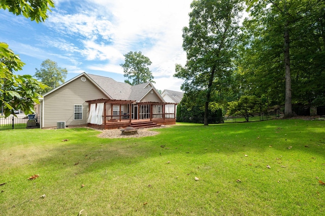 view of yard with a deck