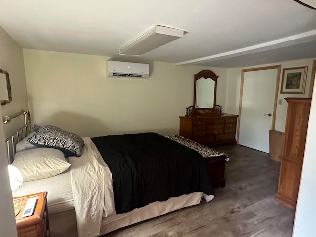 carpeted bedroom featuring a wall mounted air conditioner