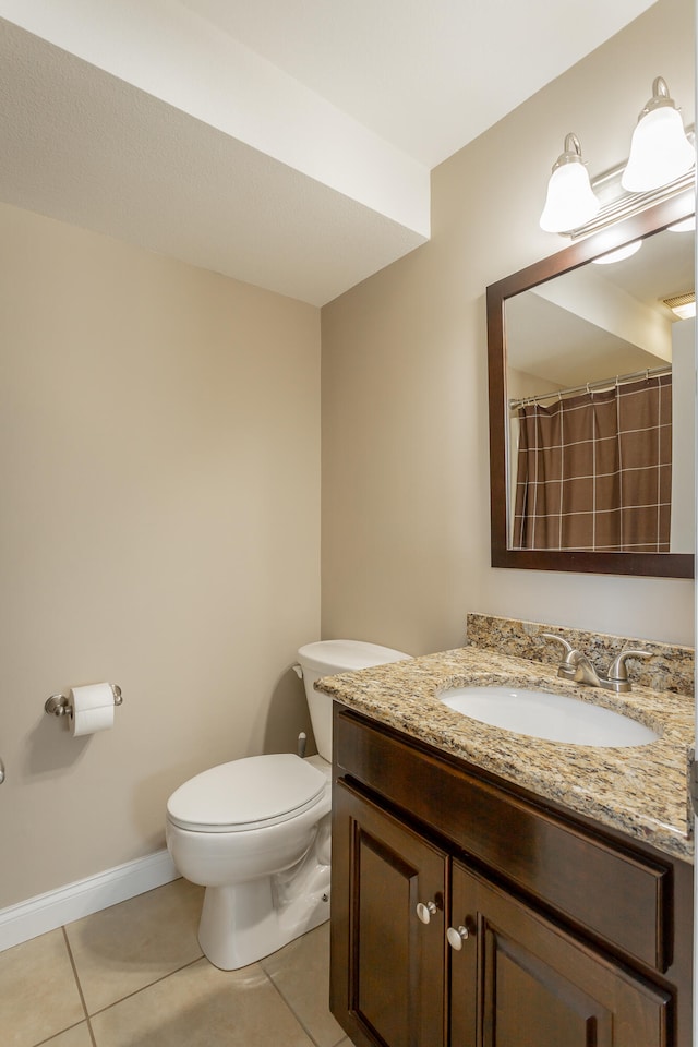 bathroom with tile patterned floors, toilet, and vanity