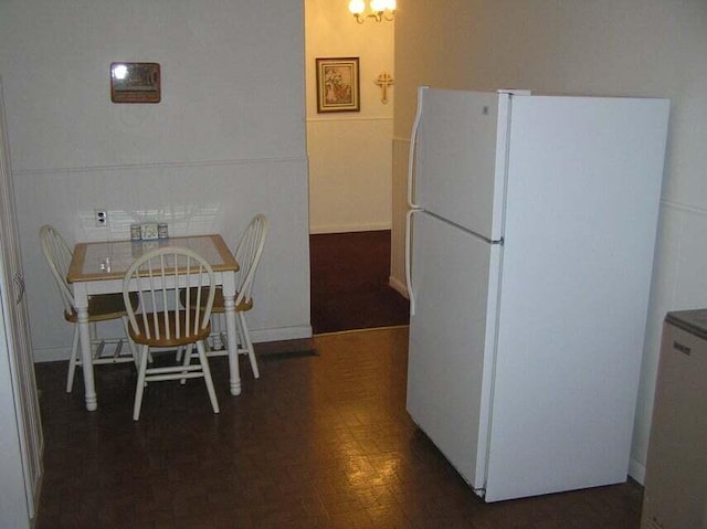 kitchen with white fridge