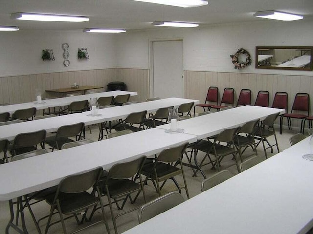 dining room featuring concrete flooring