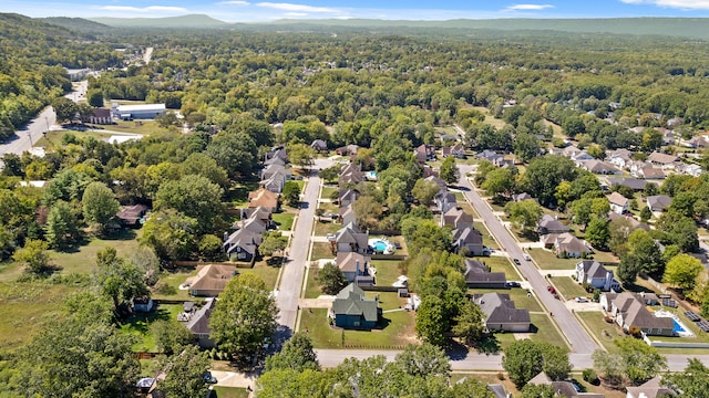 bird's eye view with a mountain view