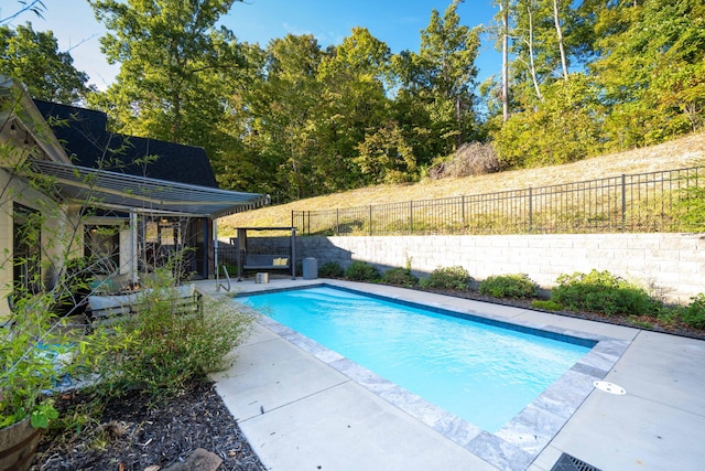 view of swimming pool featuring a patio area