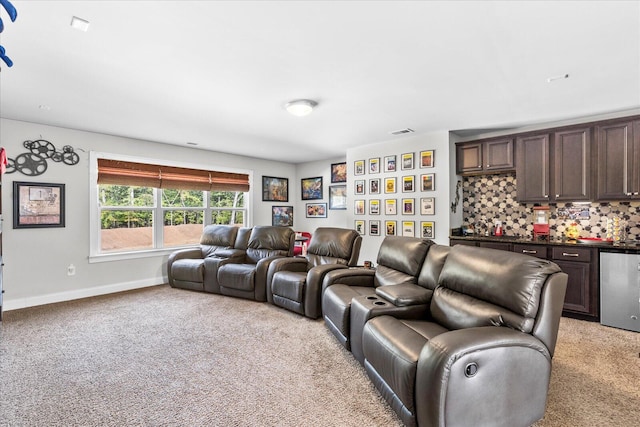 view of carpeted home theater