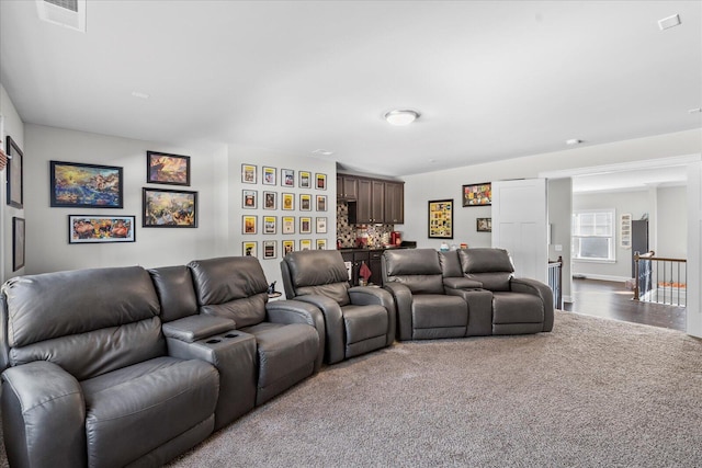 living room featuring carpet flooring