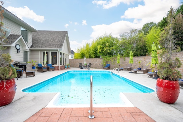 153 Thorncrest Dr, Ringgold, GA 30736 - view of swimming pool featuring a patio, an outdoor living space, and a fenced backyard