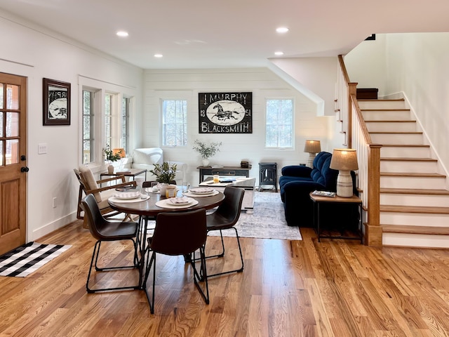 dining room with light hardwood / wood-style flooring