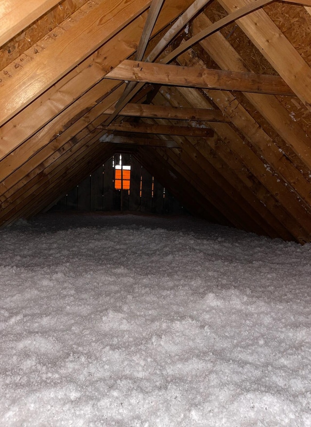 view of unfinished attic