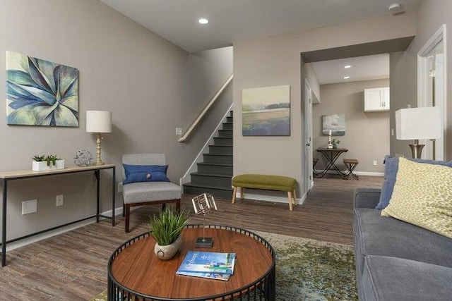 living room with wood-type flooring