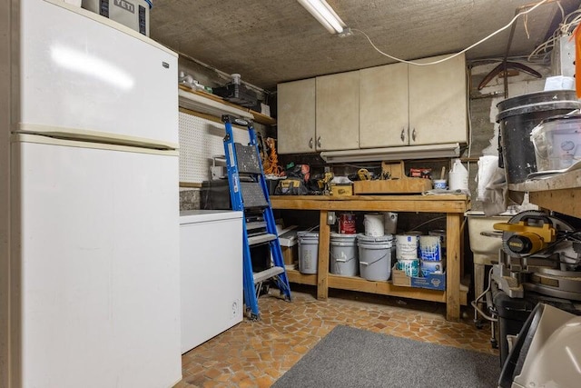 interior space with white fridge