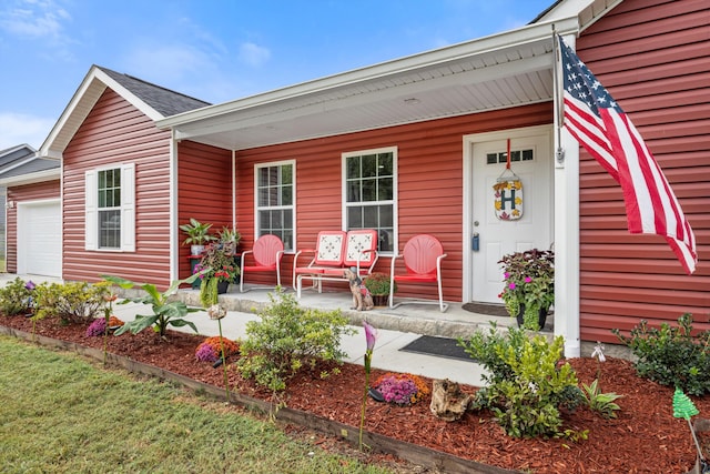 exterior space with a garage