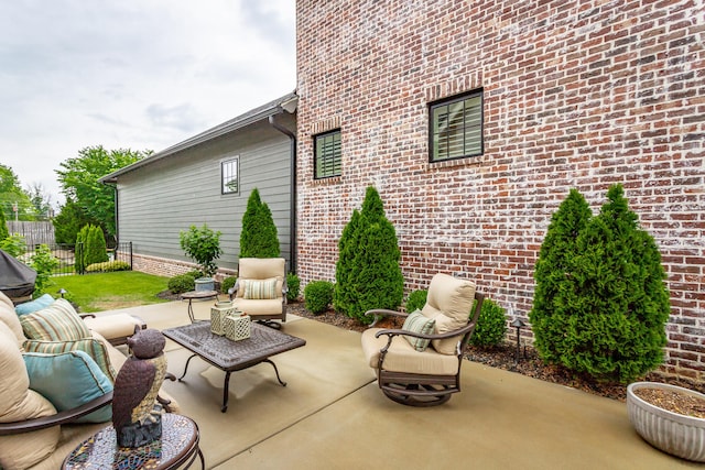 view of patio / terrace featuring an outdoor living space