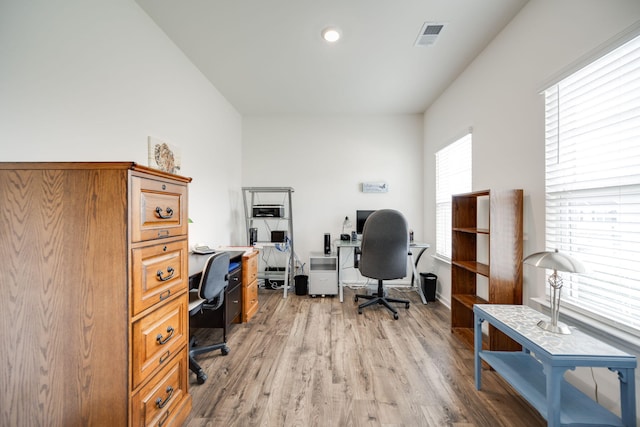 office featuring hardwood / wood-style floors