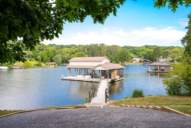 view of dock featuring a water view