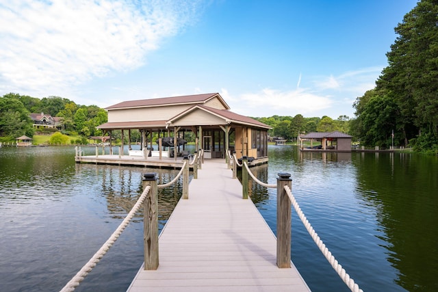 view of dock featuring a water view