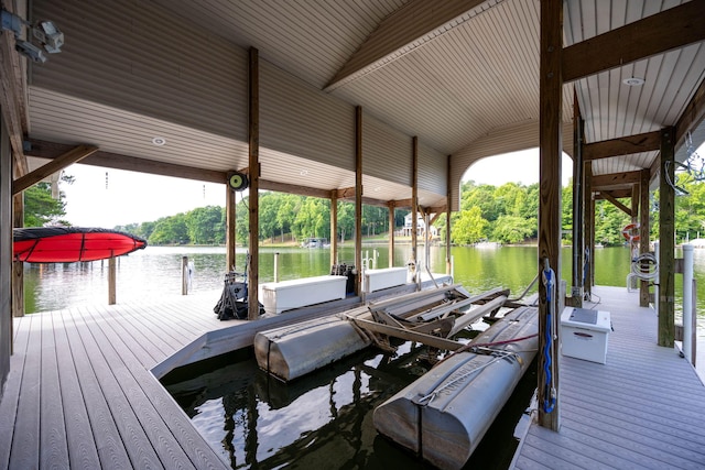 view of dock featuring a water view