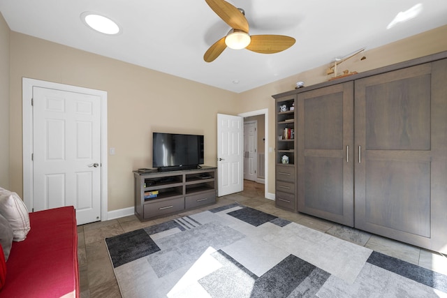 living room with ceiling fan