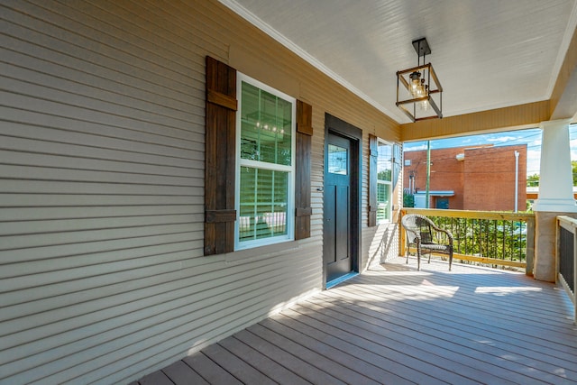 deck with covered porch