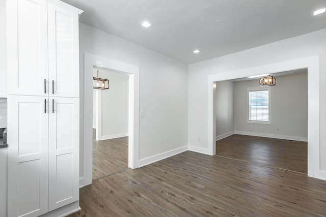 14 N Parkdale Ave, Chattanooga, TN 37411 - unfurnished room with recessed lighting, baseboards, a chandelier, and dark wood finished floors