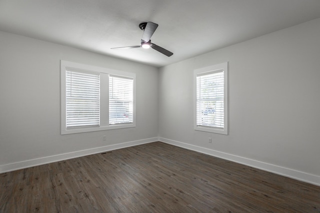 14 N Parkdale Ave, Chattanooga, TN 37411 - spare room featuring baseboards, ceiling fan, visible vents, and dark wood-type flooring
