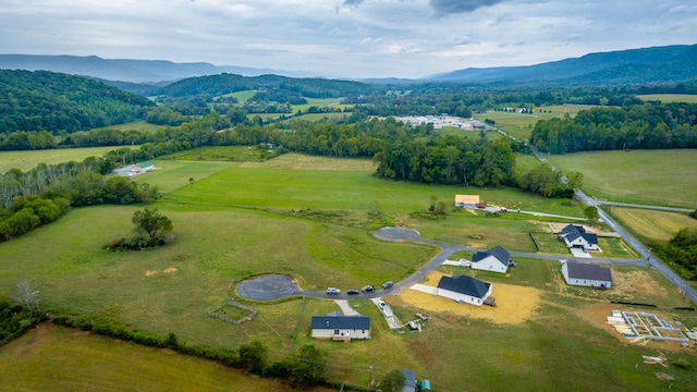 birds eye view of property featuring a mountain view