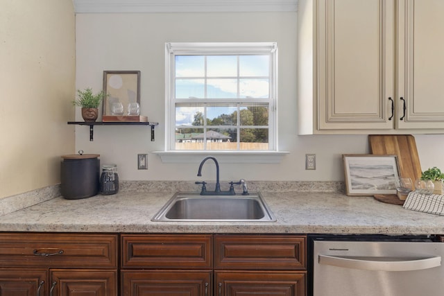 kitchen with sink and stainless steel dishwasher