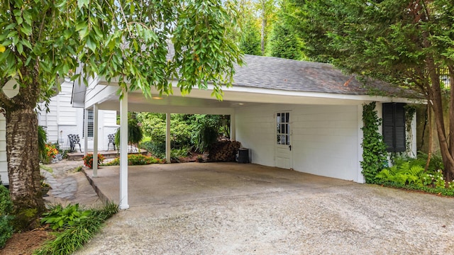 garage with a carport