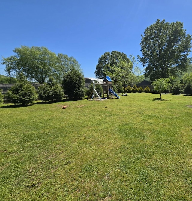 view of yard with a playground