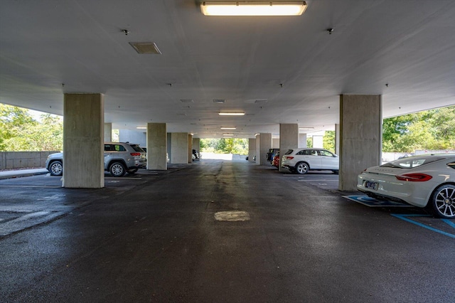 garage with a carport