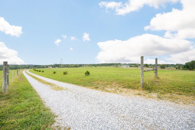 view of road with a rural view