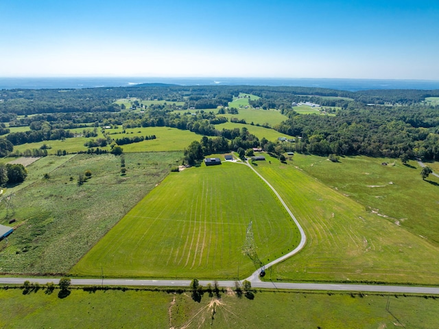 birds eye view of property featuring a rural view