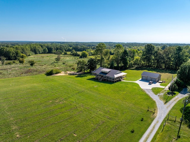 aerial view featuring a rural view